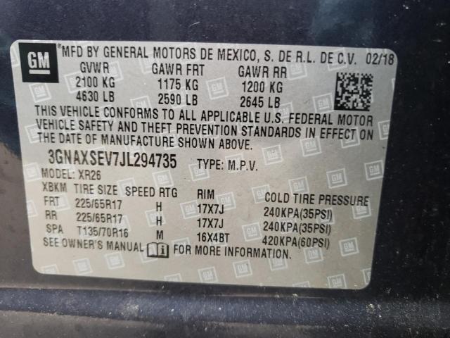Photo 10 from auction – 2018 CHEVROLET EQUINOX LT with VIN 3GNAXSEV7JL294735