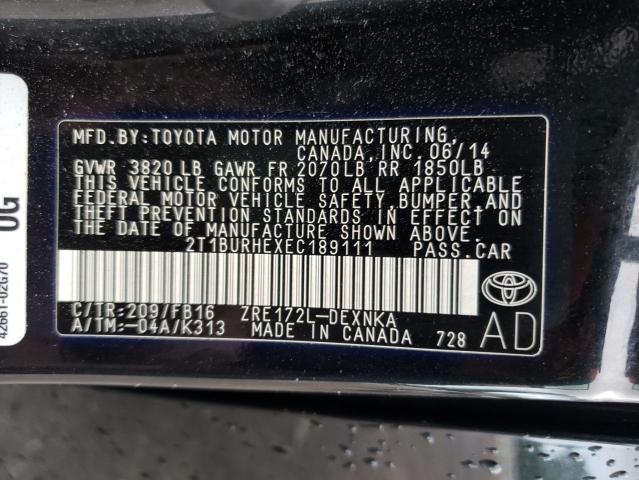 Photo 10 from auction – 2014 TOYOTA COROLLA L with VIN 2T1BURHEXEC189111