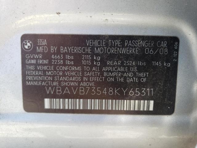 Photo 10 from auction – 2008 BMW 335 I with VIN WBAVB73548KY65311