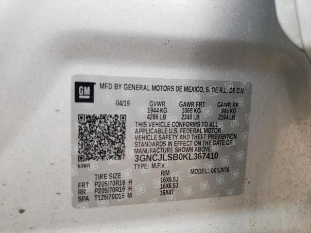 Photo 10 from auction – 2019 CHEVROLET TRAX 1LT with VIN 3GNCJLSB0KL367410