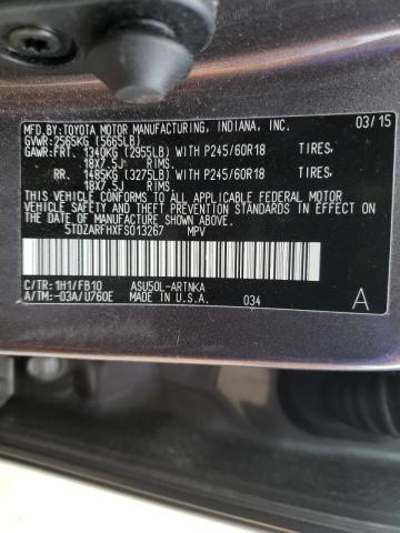 Photo 10 from auction – 2015 TOYOTA HIGHLANDER with VIN 5TDZARFHXFS013267