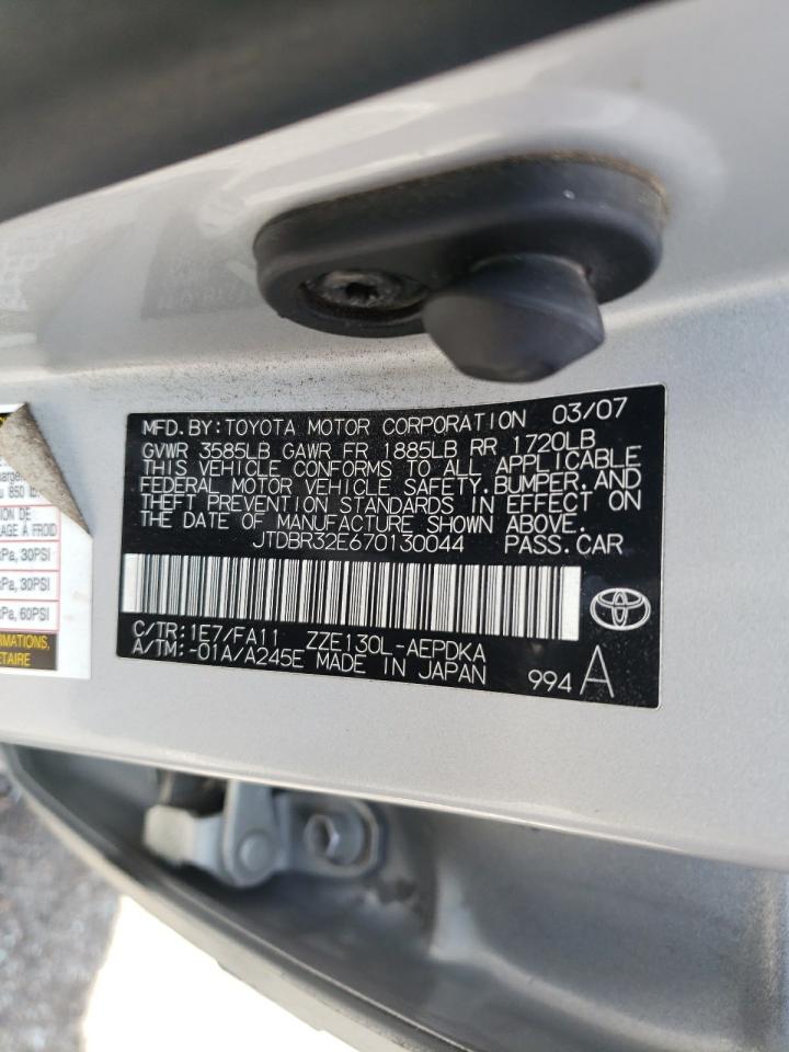 Photo 10 from auction – 2007 TOYOTA COROLLA CE with VIN JTDBR32E670130044