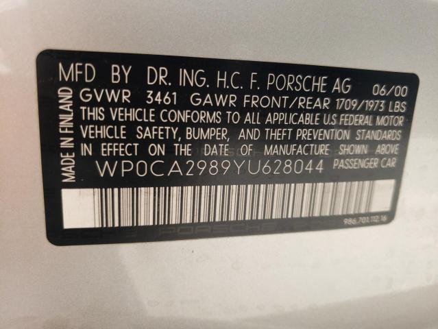 PORSCHE BOXSTER 2000 with VIN WP0CA2989YU628044 - Photo from auction