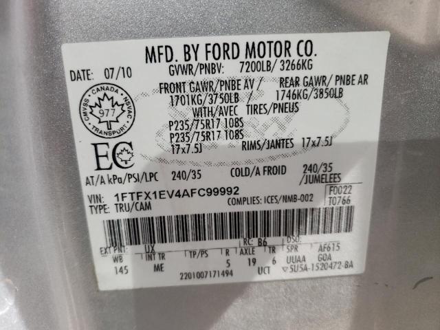 Photo 10 from auction – 2010 FORD F150 SUPER with VIN 1FTFX1EV4AFC99992