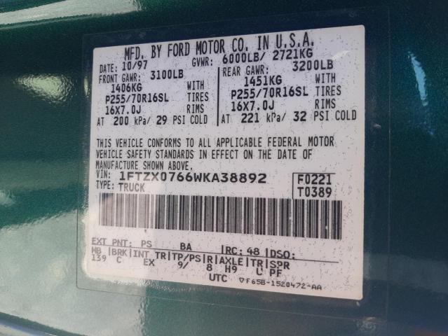 Photo 10 from auction – 1998 FORD F150 with VIN 1FTZX0766WKA38892