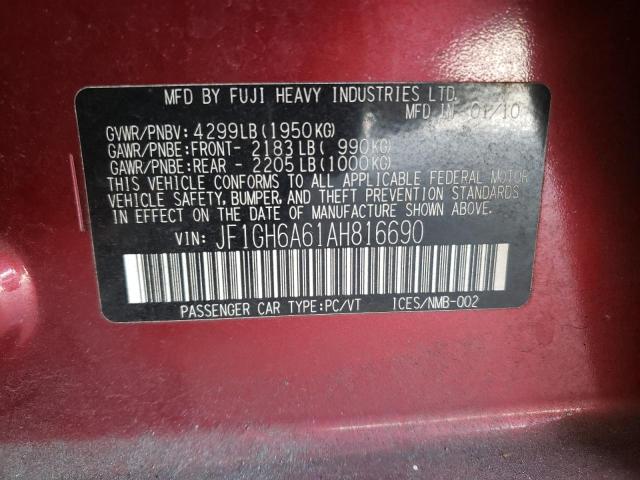 Photo 10 from auction – 2010 SUBARU IMPREZA 2. with VIN JF1GH6A61AH816690