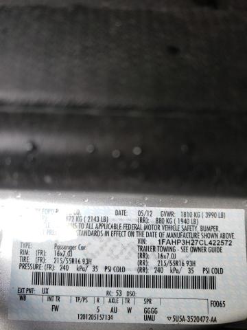 Photo 10 from auction – 2012 FORD FOCUS SEL with VIN 1FAHP3H27CL422572