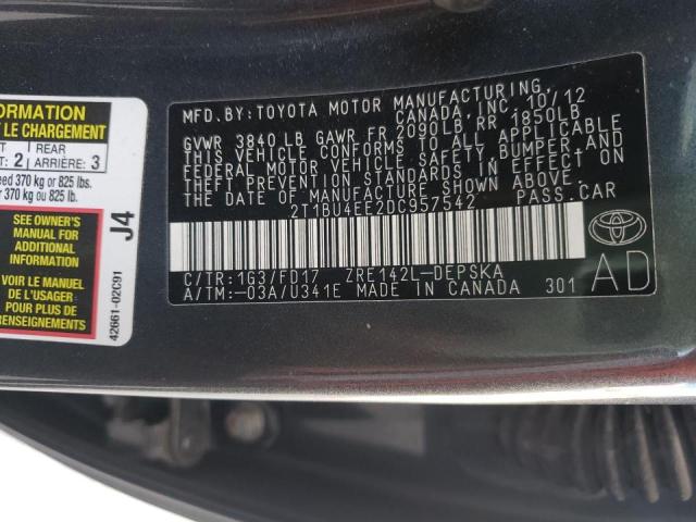 Photo 10 from auction – 2013 TOYOTA COROLLA BA with VIN 2T1BU4EE2DC957542