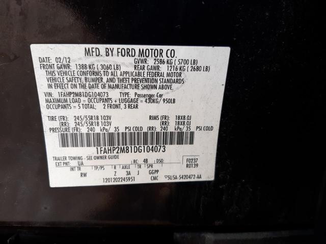 Photo 10 from auction – 2013 FORD TAURUS POL with VIN 1FAHP2M81DG104073