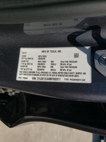 Photo 10 from auction – 2021 TESLA MODEL 3 with VIN 5YJ3E1EA4MF092811