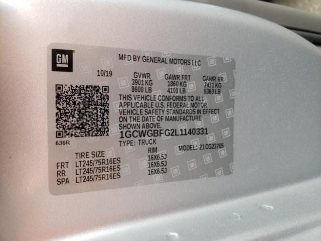 Photo 10 from auction – 2020 CHEVROLET EXPRESS G2 with VIN 1GCWGBFG2L1140331