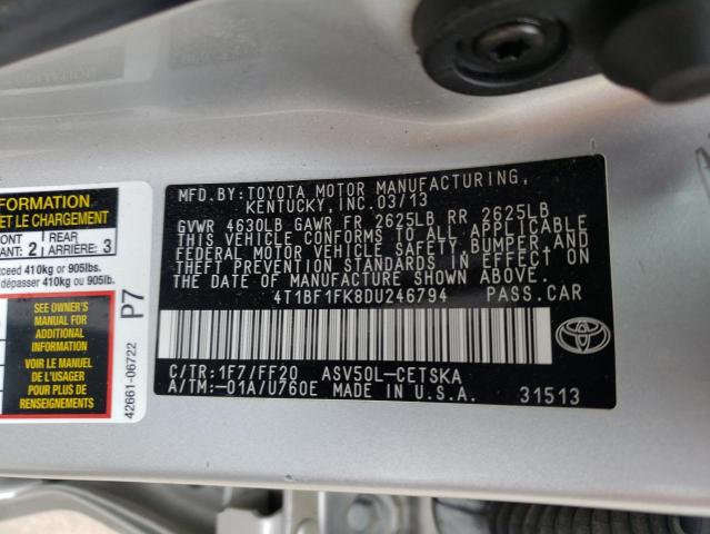 Photo 10 from auction – 2013 TOYOTA CAMRY L with VIN 4T1BF1FK8DU246794