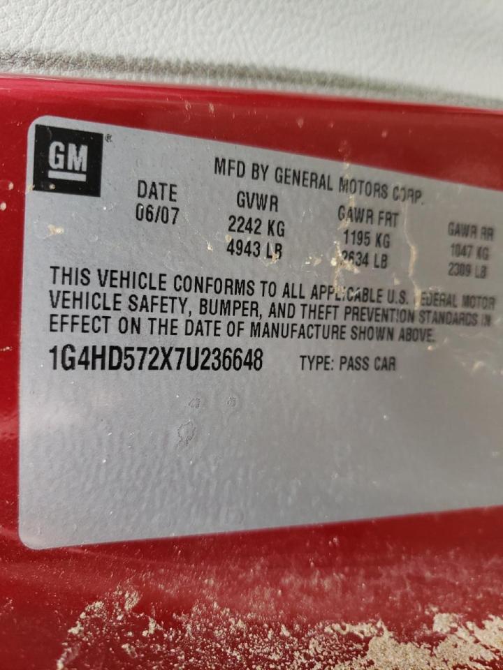 Photo 20 from auction – 2007 BUICK LUCERNE CX with VIN 1G4HD572X7U236648