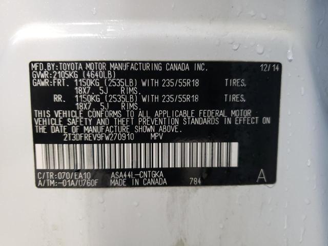 Photo 10 from auction – 2015 TOYOTA RAV4 LIMIT with VIN 2T3DFREV9FW270910