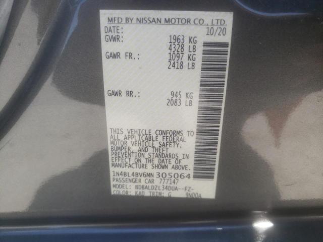Photo 10 from auction – 2021 NISSAN ALTIMA S with VIN 1N4BL4BV6MN305064