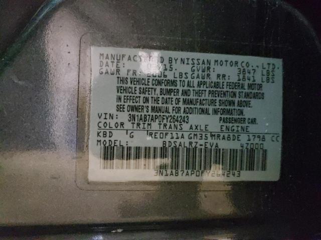 Photo 10 from auction – 2015 NISSAN SENTRA S with VIN 3N1AB7AP0FY264243
