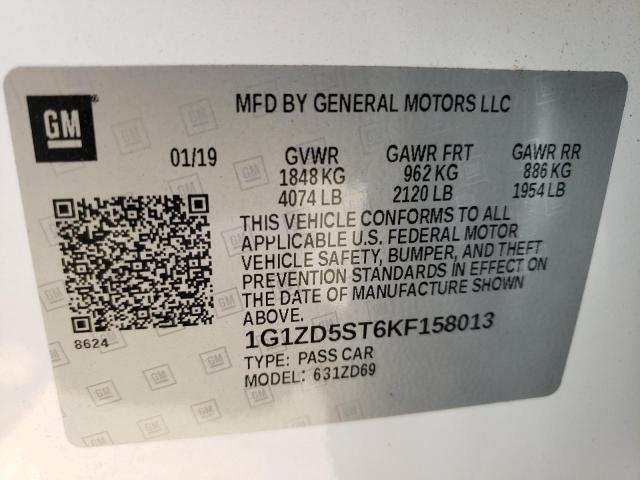 Photo 10 from auction – 2019 CHEVROLET MALIBU LT with VIN 1G1ZD5ST6KF158013