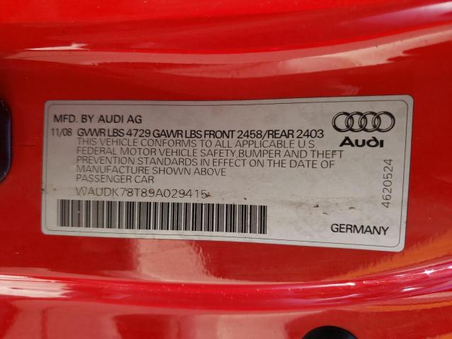 Photo 10 from auction – 2009 AUDI A5 QUATTRO with VIN WAUDK78T89A029415