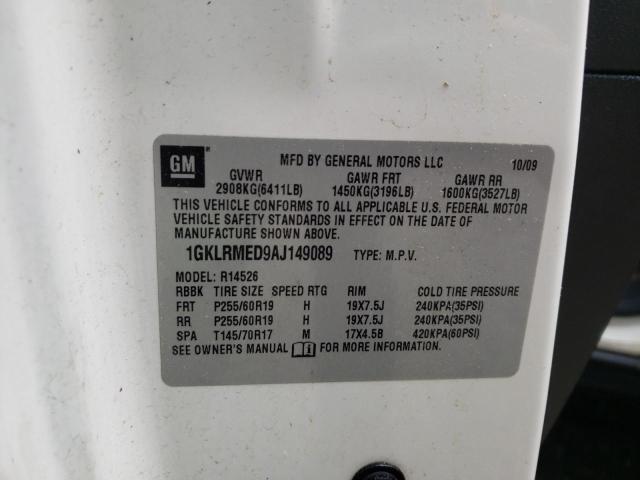 GMC ACADIA 2010 with VIN 1GKLRMED9AJ149089 - Photo from auction