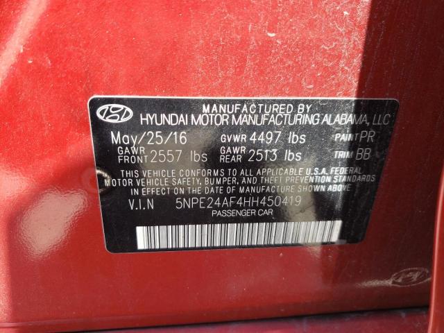 Photo 10 from auction – 2017 HYUNDAI SONATA SE with VIN 5NPE24AF4HH450419