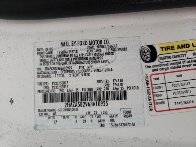 Photo 10 from auction – 2006 FORD FREESTAR L with VIN 2FMZA58296BA10925