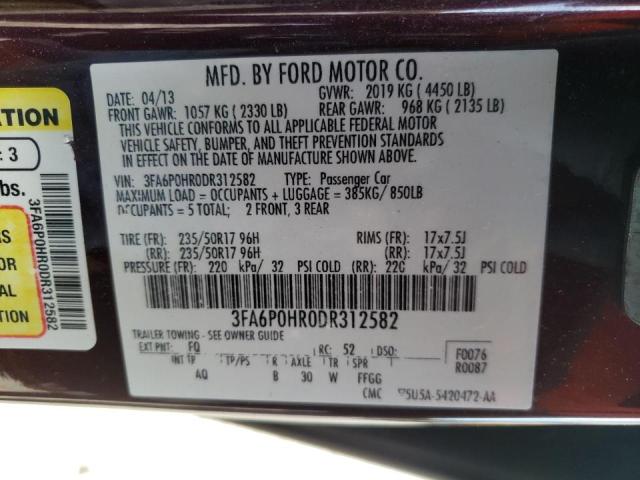 Photo 10 from auction – 2013 FORD FUSION SE with VIN 3FA6P0HR0DR312582