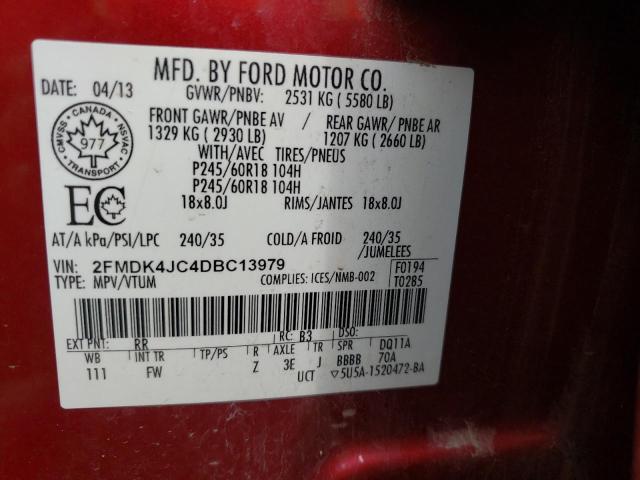 FORD EDGE SEL 2013 with VIN 2FMDK4JC4DBC13979 - Photo from auction