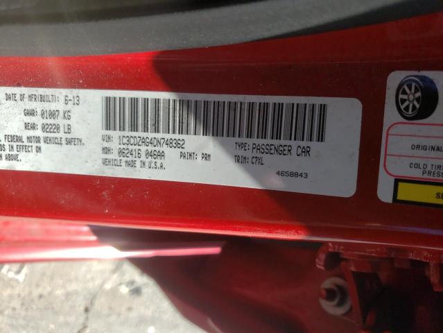 Photo 10 from auction – 2013 DODGE AVENGER SE with VIN 1C3CDZAG4DN748362