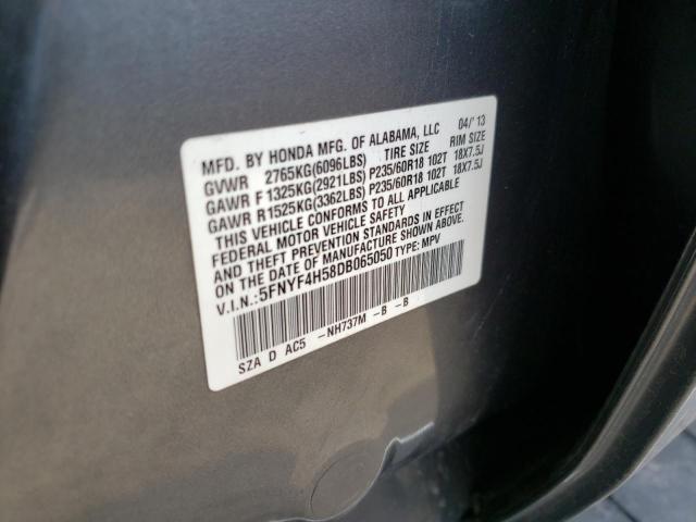 Photo 10 from auction – 2013 HONDA PILOT EXL with VIN 5FNYF4H58DB065050