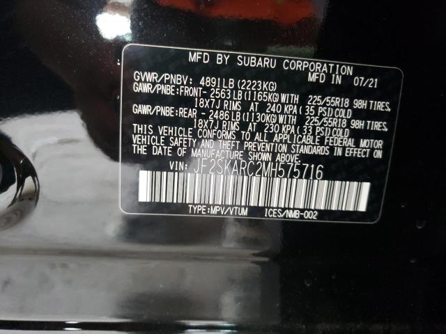 Photo 10 from auction – 2021 SUBARU FORESTER S with VIN JF2SKARC2MH575716