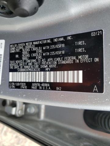 Photo 10 from auction – 2021 TOYOTA HIGHLANDER with VIN 5TDBBRCH7MS036330
