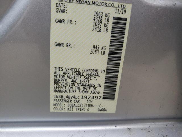 Photo 10 from auction – 2020 NISSAN ALTIMA S with VIN 1N4BL4BV4LC192497