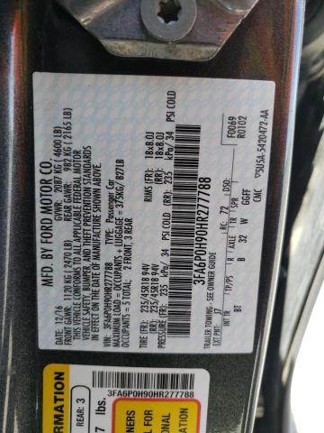 Photo 10 from auction – 2017 FORD FUSION SE with VIN 3FA6P0H90HR277788