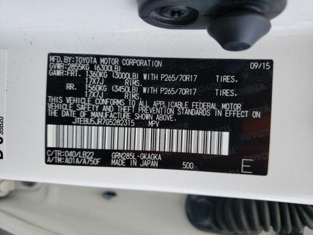 Photo 10 from auction – 2016 TOYOTA 4RUNNER SR with VIN JTEBU5JR7G5282315