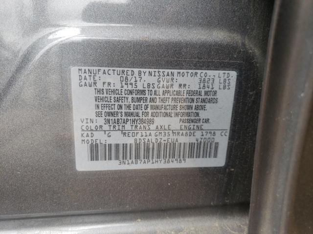 Photo 10 from auction – 2017 NISSAN SENTRA S with VIN 3N1AB7AP1HY384989