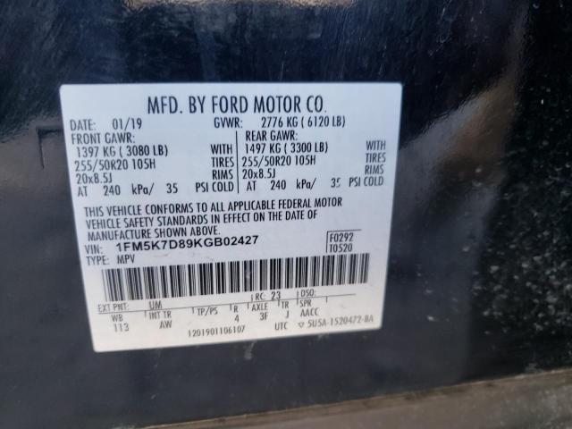 Photo 10 from auction – 2019 FORD EXPLORER X with VIN 1FM5K7D89KGB02427
