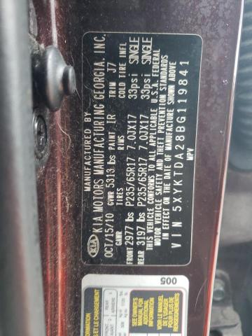 Photo 10 from auction – 2011 KIA SORENTO BA with VIN 5XYKTDA28BG119841