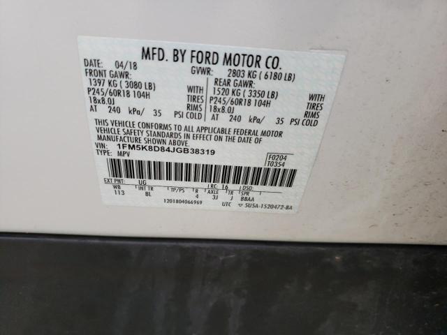 Photo 10 from auction – 2018 FORD EXPLORER X with VIN 1FM5K8D84JGB38319