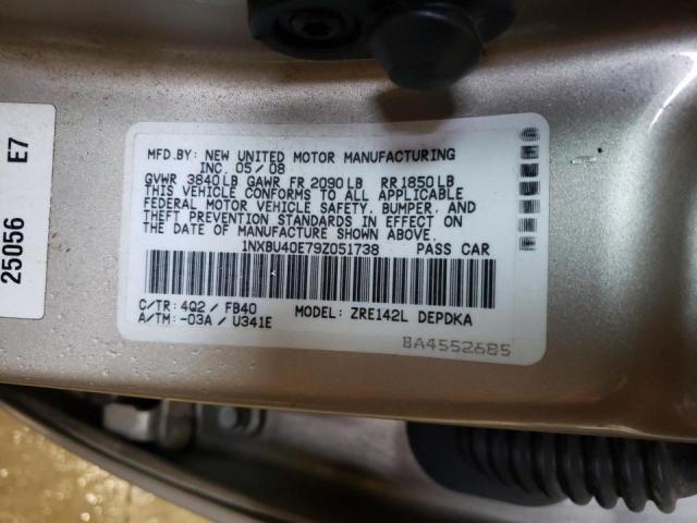 Photo 10 from auction – 2009 TOYOTA COROLLA with VIN 1NXBU40E79Z051738