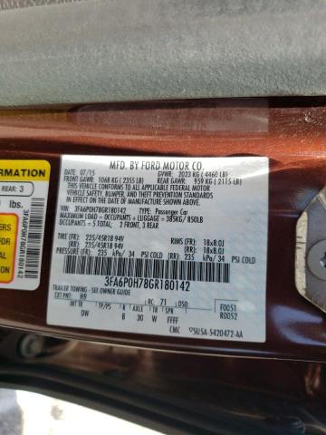 Photo 10 from auction – 2016 FORD FUSION SE with VIN 3FA6P0H78GR180142