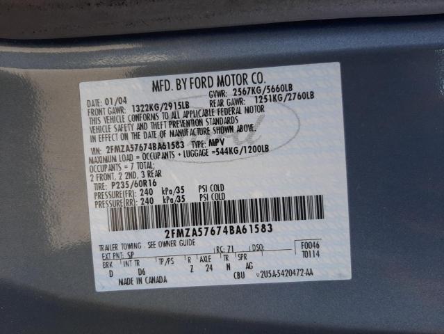Photo 10 from auction – 2004 FORD FREESTAR S with VIN 2FMZA57674BA61583