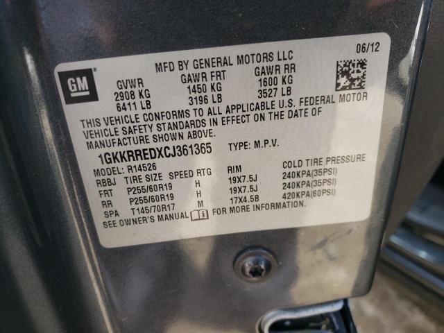 Photo 10 from auction – 2012 GMC ACADIA SLT with VIN 1GKKRREDXCJ361365