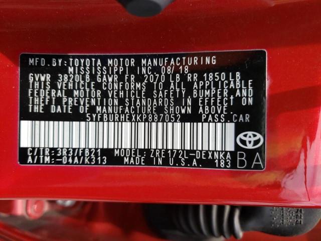 Photo 10 from auction – 2019 TOYOTA COROLLA L with VIN 5YFBURHEXKP887052
