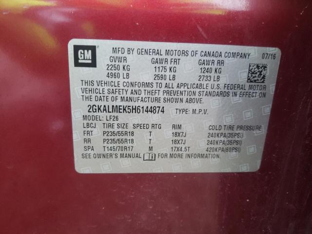 Photo 10 from auction – 2017 GMC TERRAIN SL with VIN 2GKALMEK5H6144874