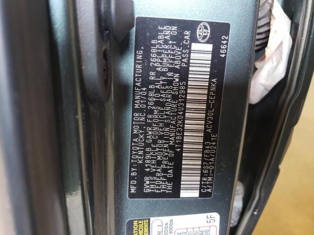Photo 10 from auction – 2004 TOYOTA CAMRY LE with VIN 4T1BE32K04U312985
