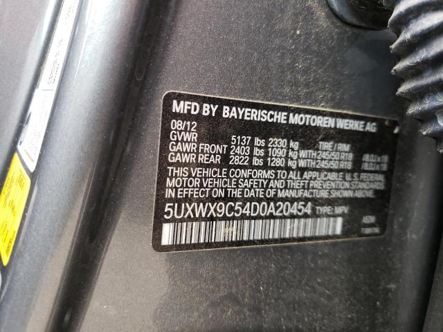 BMW X3 XDRIVE2 2013 with VIN 5UXWX9C54D0A20454 - Photo from auction