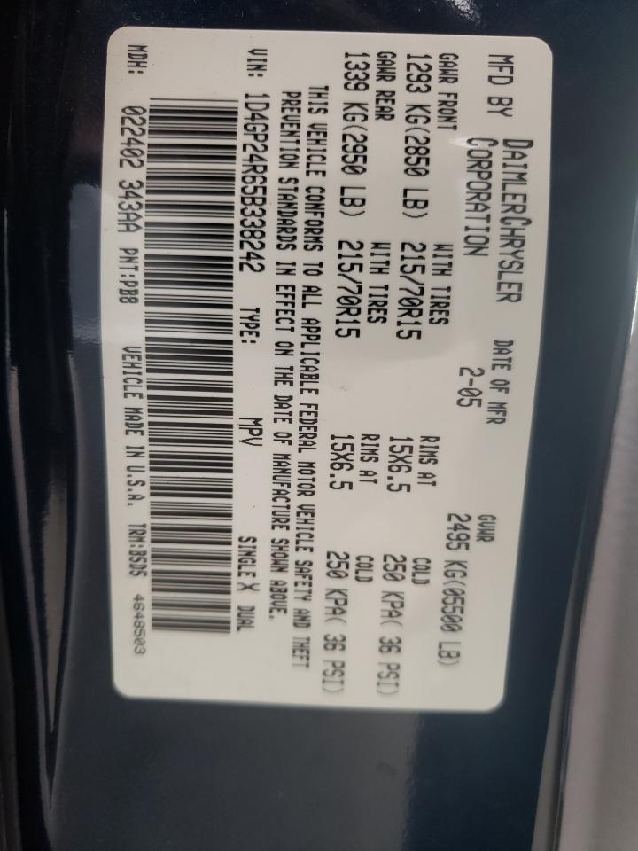 Photo 11 from auction – 2005 DODGE CARAVAN with VIN 1D4GP24R65B338242