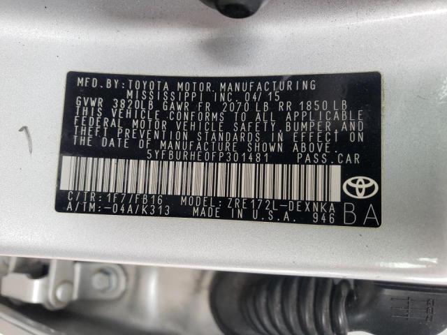 Photo 10 from auction – 2015 TOYOTA COROLLA L with VIN 5YFBURHE0FP301481