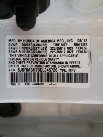 Photo 10 from auction – 2012 HONDA CR-V EXL with VIN 5J6RM3H70CL045726
