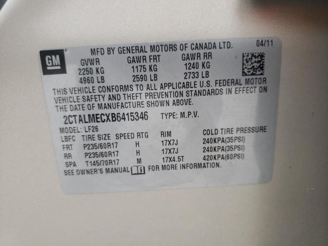Photo 10 from auction – 2011 GMC TERRAIN SL with VIN 2CTALMECXB6415346